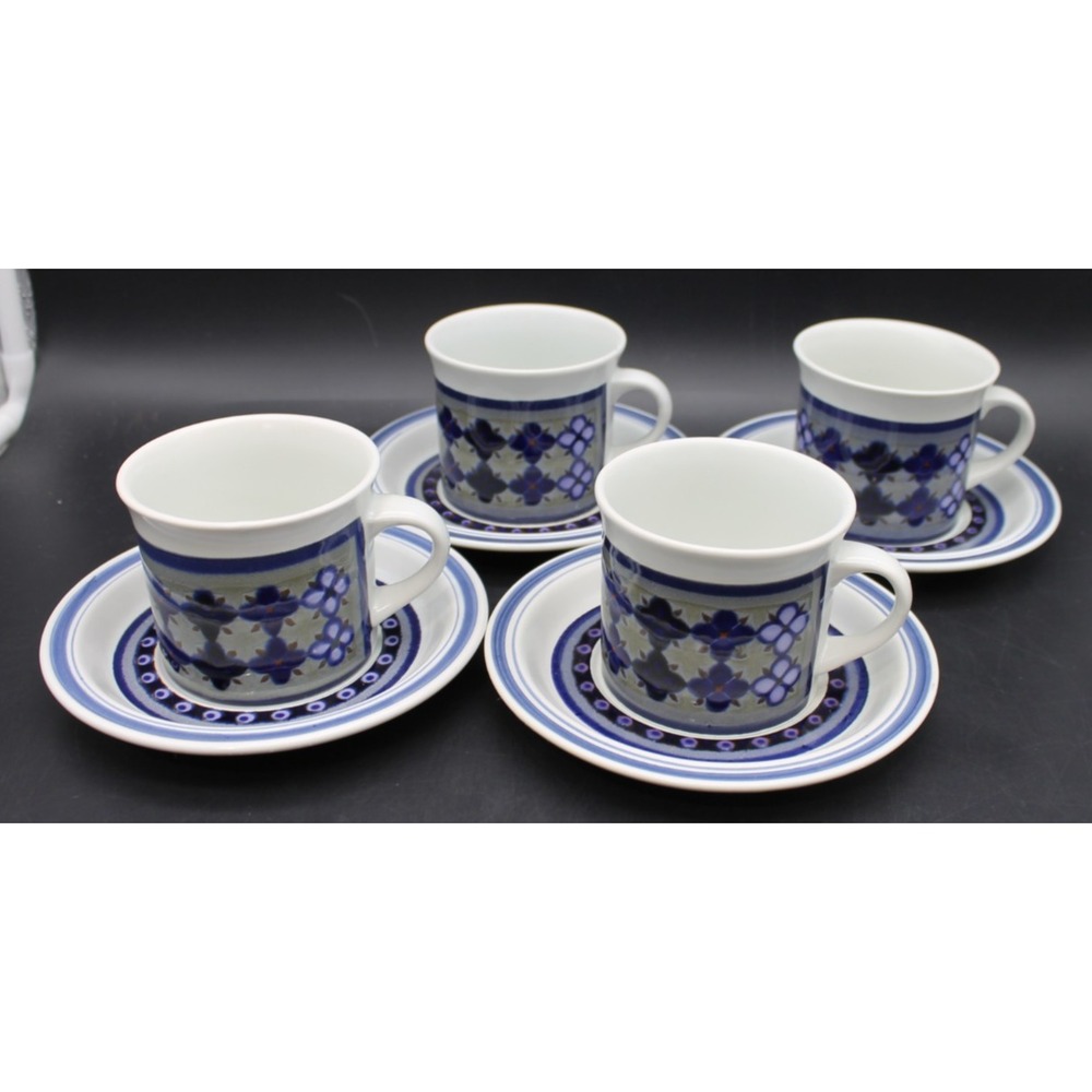 Vintage Royal Doulton Lambeth Tangier LS1005 Set of 4 Cups & Saucers England